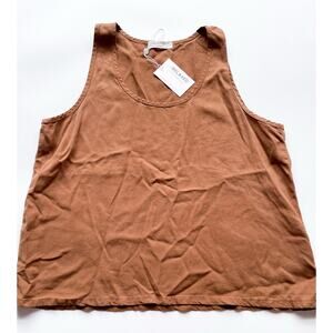 NWT LA Relaxed Brown Tencel Lyocell Basic Tank Top Size Large